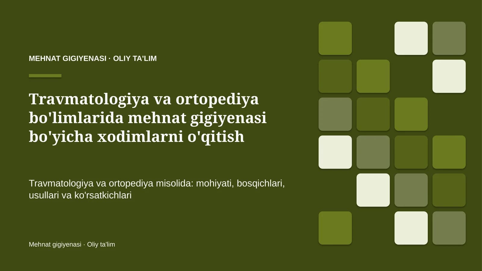 travmatologiya va ortopediya bo'limlarida mehnat gigiyenasi bo'yicha xodimlarni o'qitish 8639