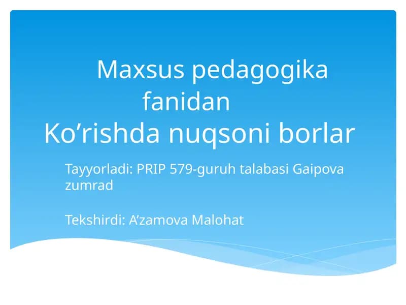 Maxsuspedagogikafanidan Ko’rishdanuqsoniborlar
