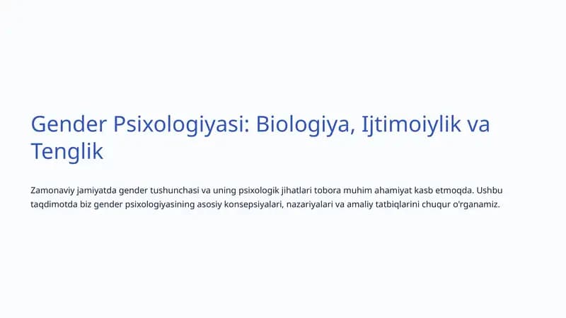 Gender Psixologiyasi