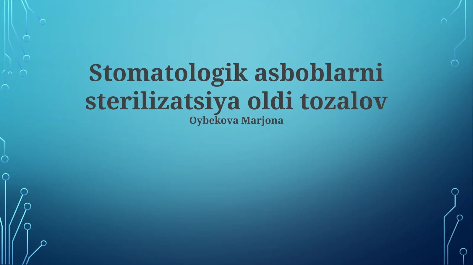 Stomatologik asboblarni sterilizatsiya oldi tozalov