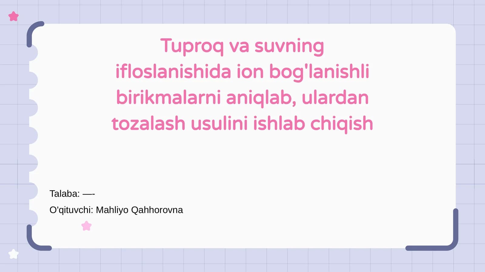 Ion bog'lanishlari va ularning ifloslanishdagi roli
