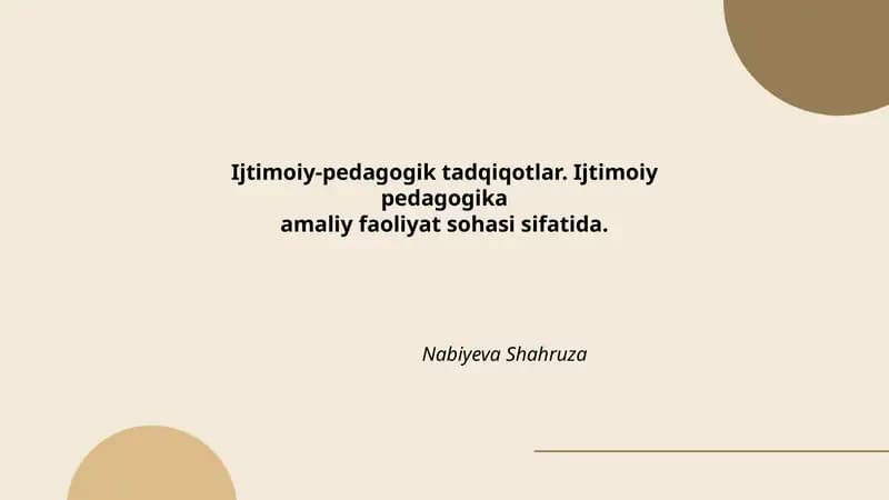 Ijtimoiy-pedagogik tadqiqotlar