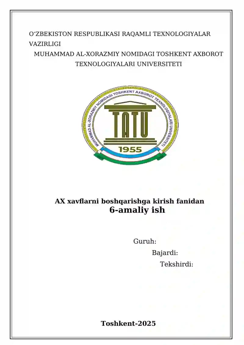 Axborot xavfsizligi risklarini baholash