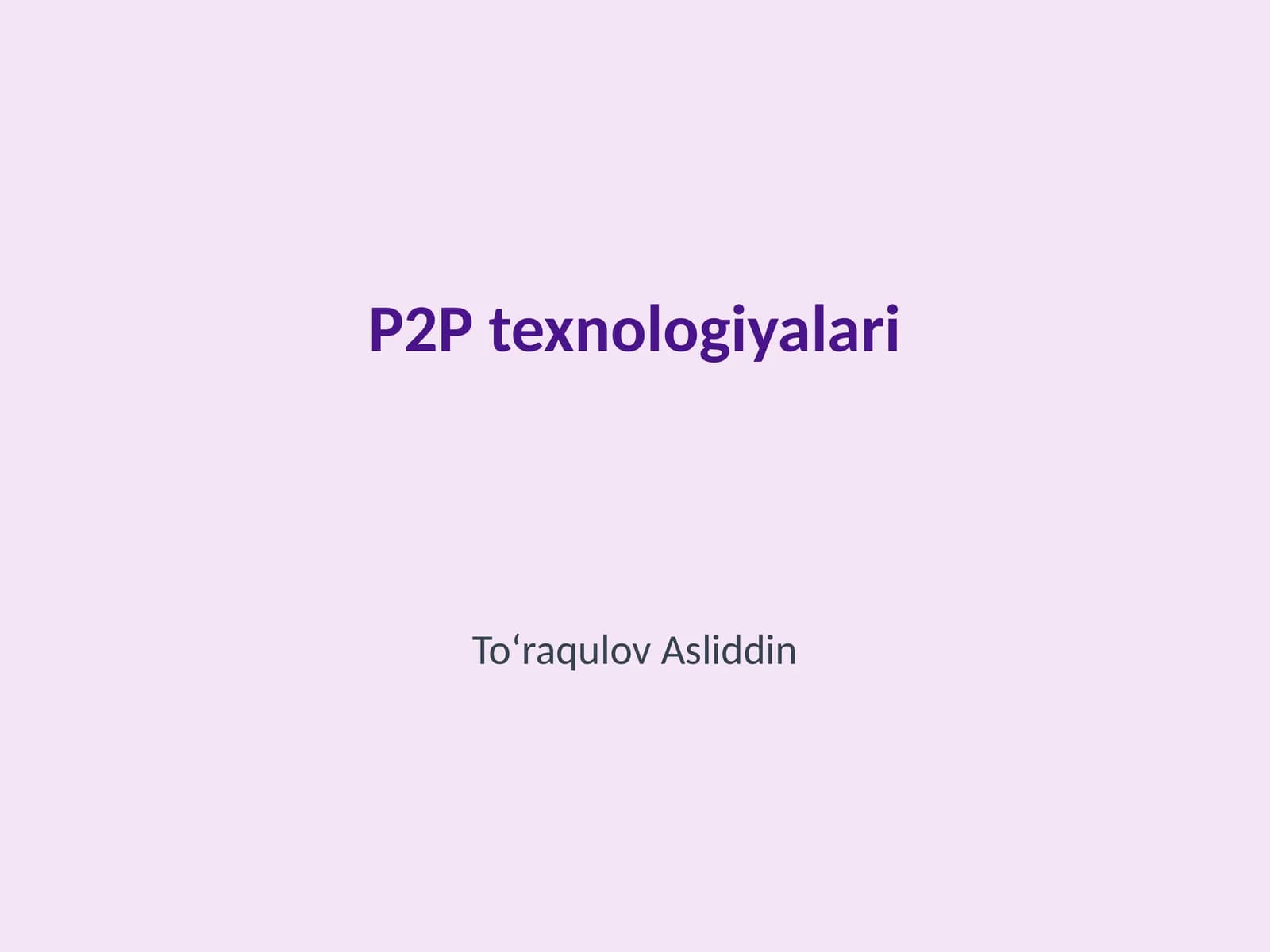 P2P texnologiyalari