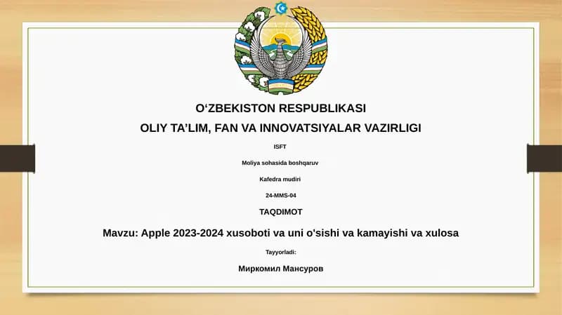 Apple 2023-2024 xusoboti