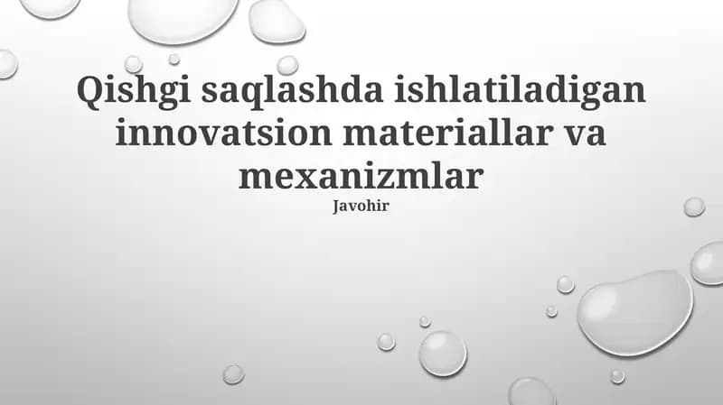 Innovatsion materiallar va mexanizmlar