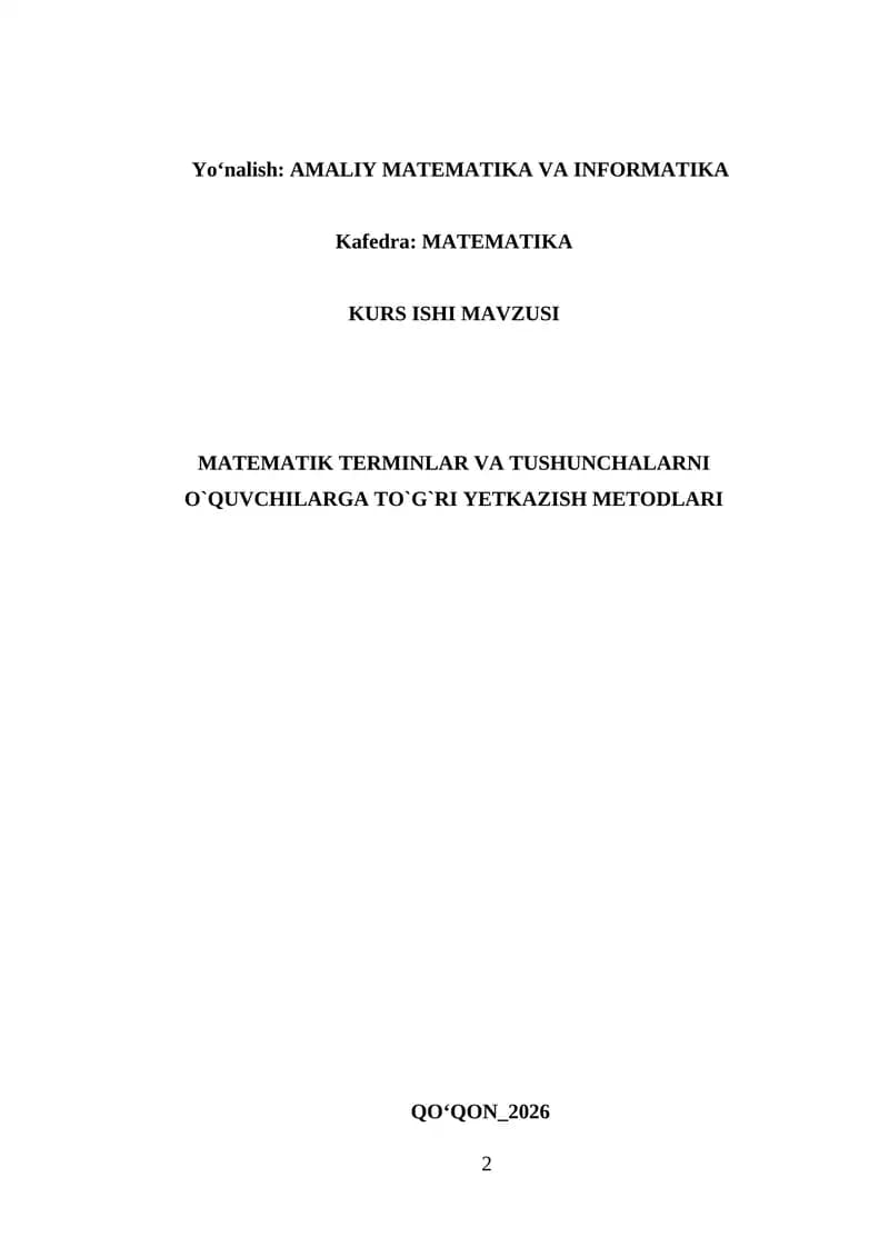 KURS ISHI MAVZUSI