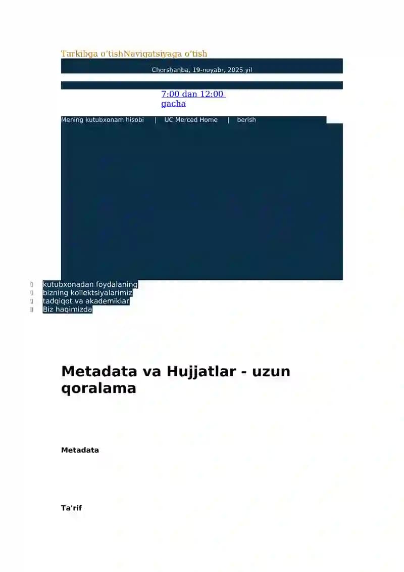 Metadata va Hujjatlar