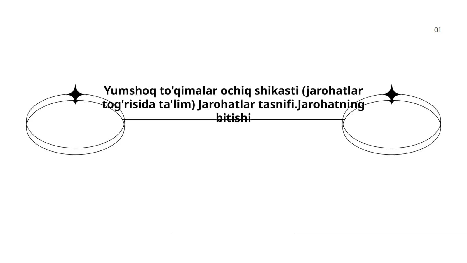 Yumshoq to'qimalar ochiq shikasti (jarohatlar tog'risida ta'lim) Jarohatlar tasnifi.Jarohatning bitishi