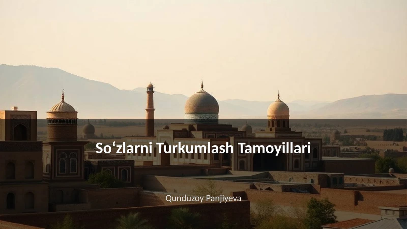 Soʻzlarni Turkumlash Tamoyillari