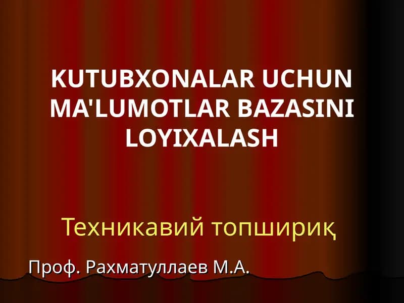 Техникавий топшириқ