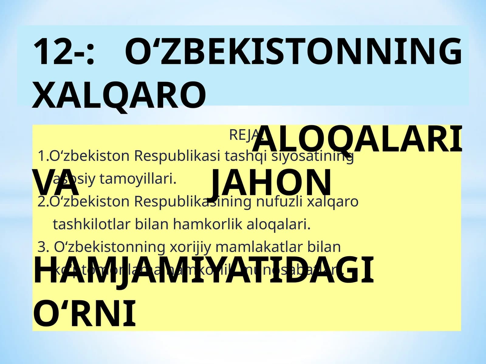 О‘zbekiston Respublikasi tashqi siyosati