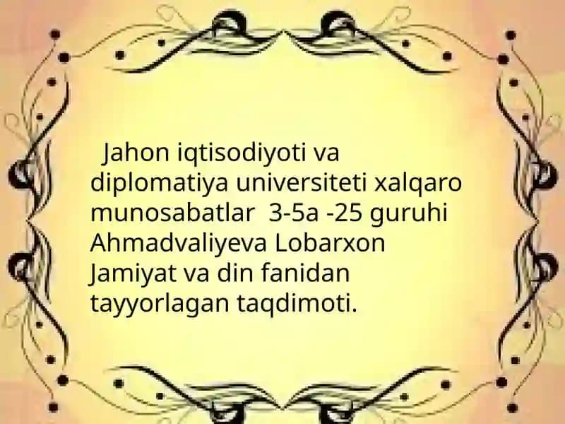 Globallashuv sharoitida jamiyathayotidagi dinlarning o'rni