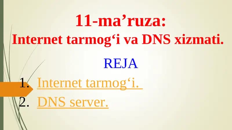 Internet tarmogʻi va DNS xizmati