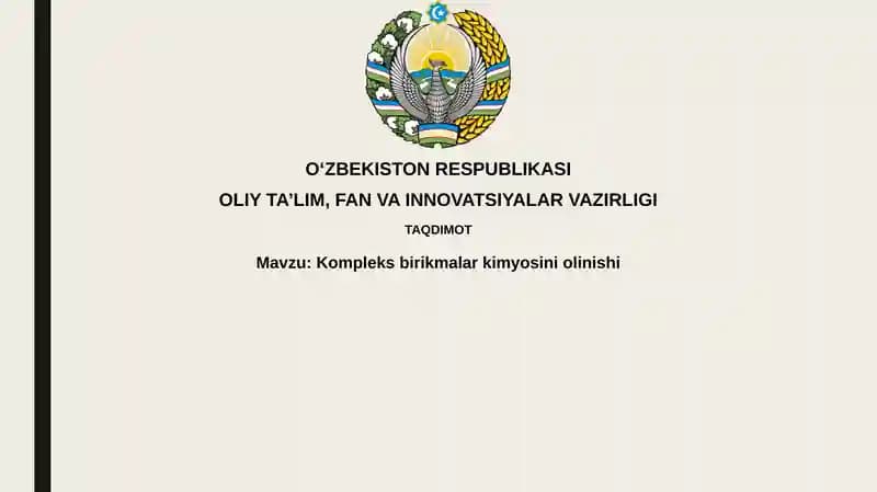 Kompleks birikmalarning kimyosini olinishi
