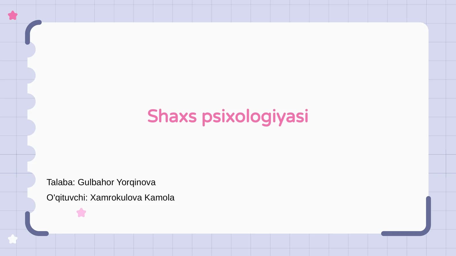 Shaxs psixologiyasi