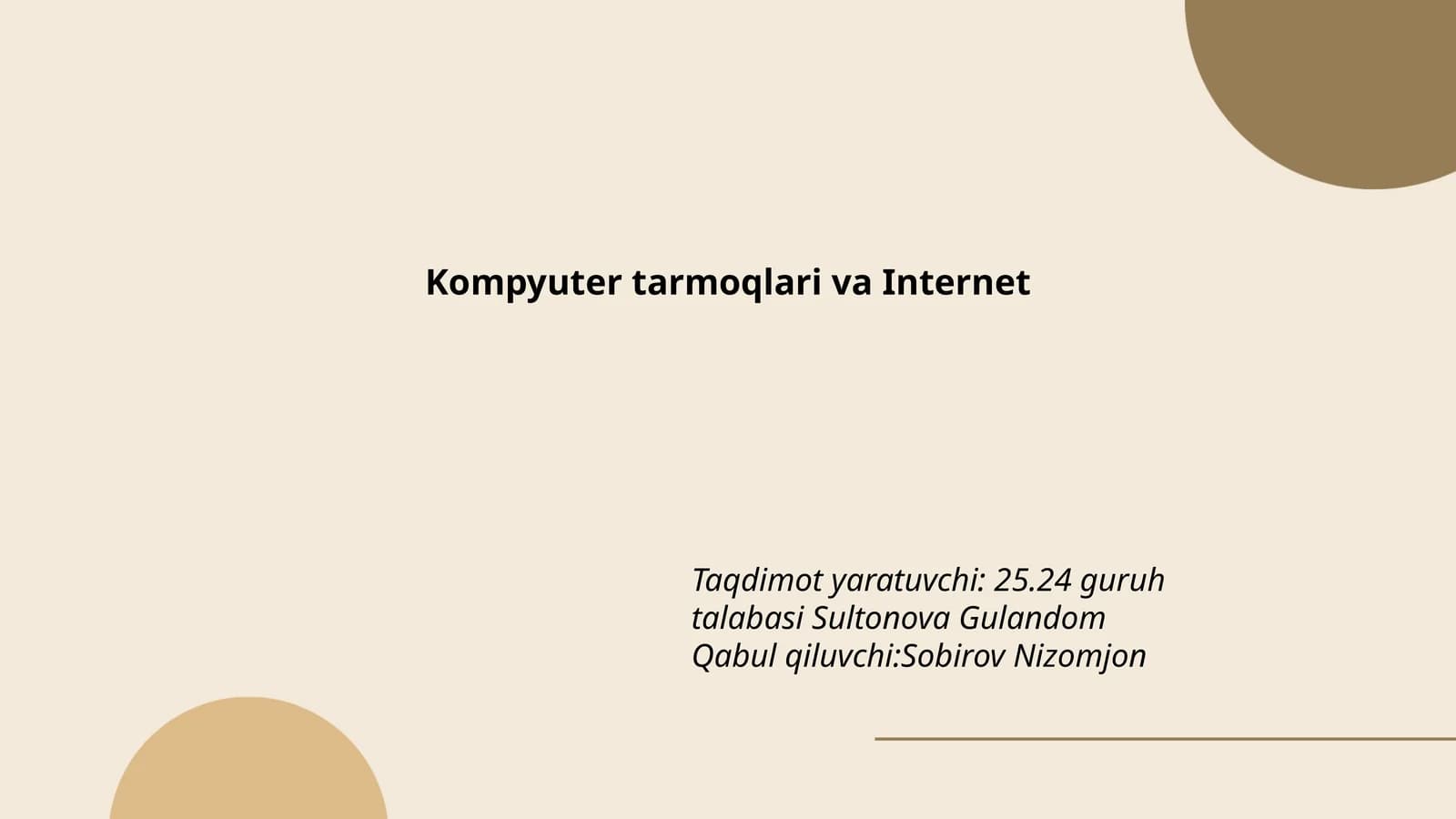 Kompyuter tarmoqlari va Internet