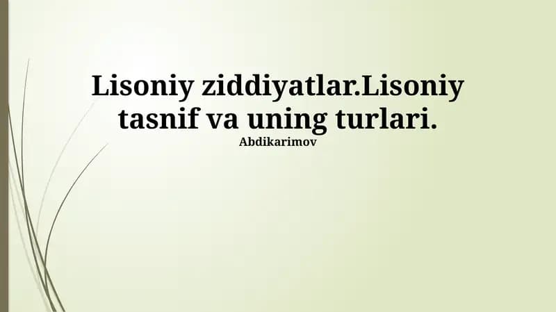 Til tasnifining Turlari