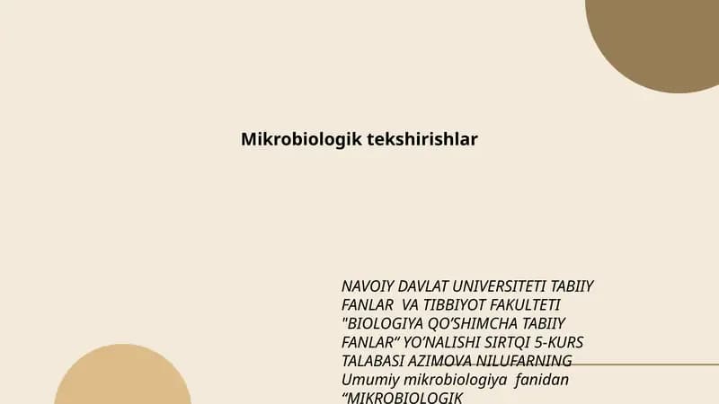 Mikrobiologik tekshirishlar