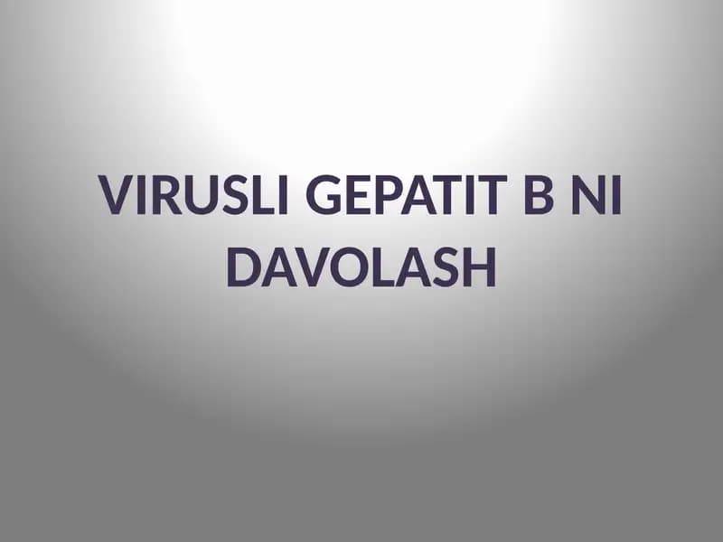 Virusli gepatit B ni davolash