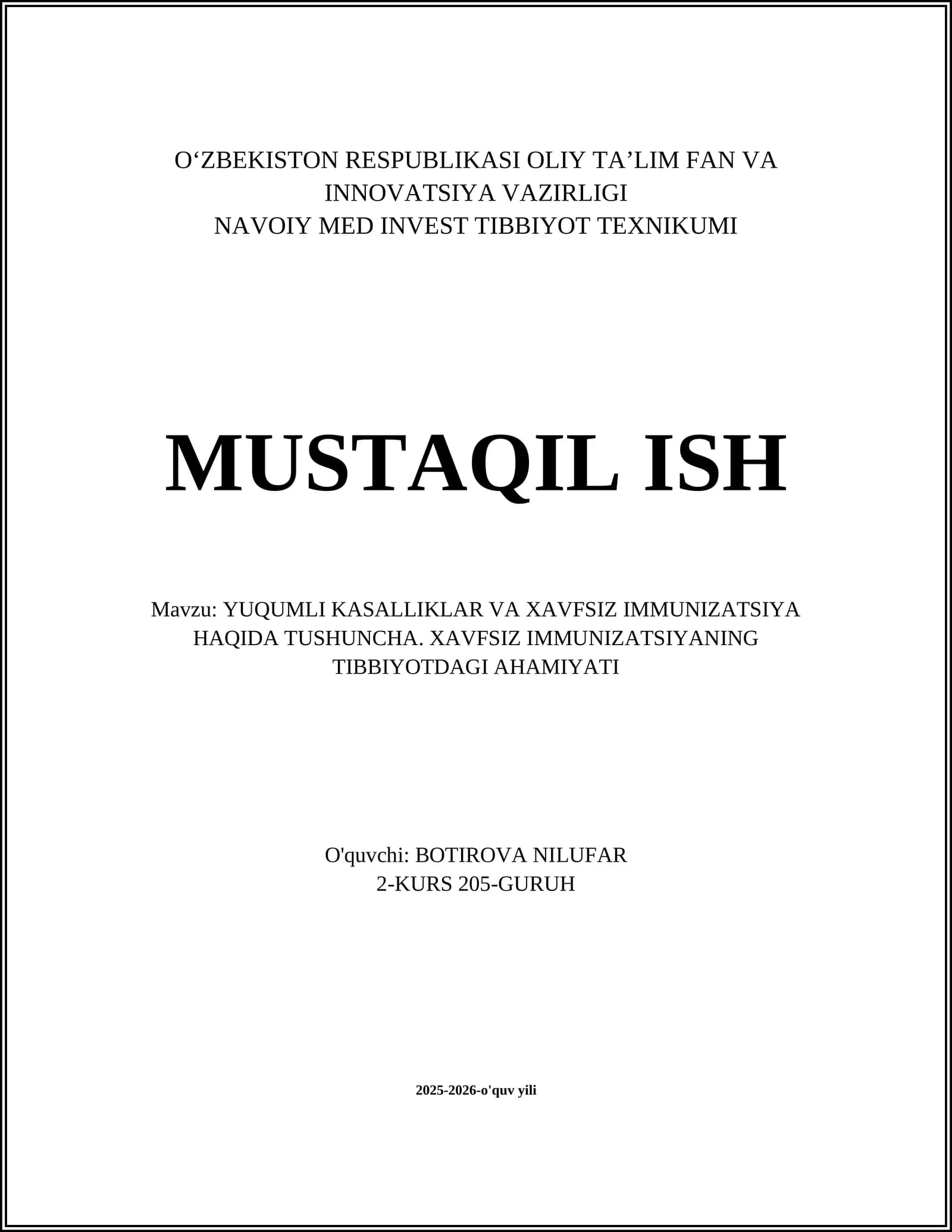 Xavfsiz immunizatsiya