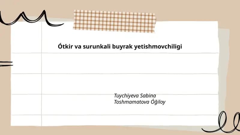 Ótkir va surunkali buyrak yetishmovchiligi