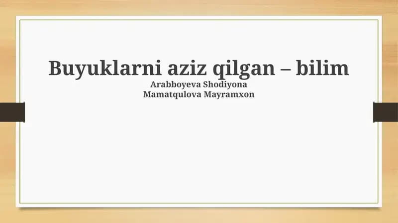 Bilim: Buyuklik va Hurmat Asosi