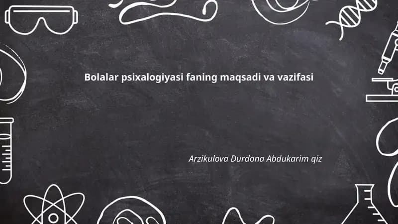 Bolalar Psixologiyasi