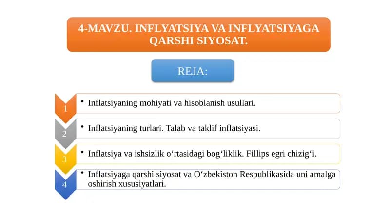 Inflatsoning mohiyati va hisoblanish usullari