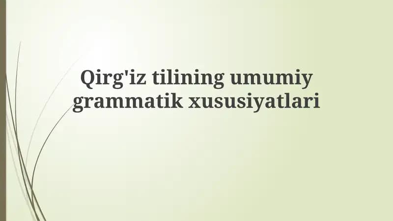 Qirg'iztilining umumi grammatik xususiyatlari