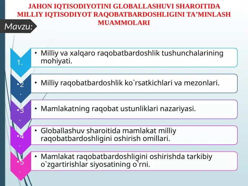 Raqobatbardoshlik tushunchasi