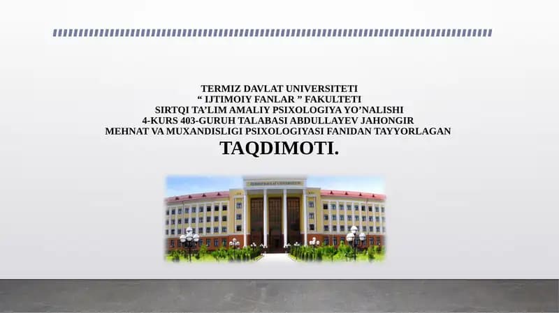 Mehnat va muhandislik psixologiyasi