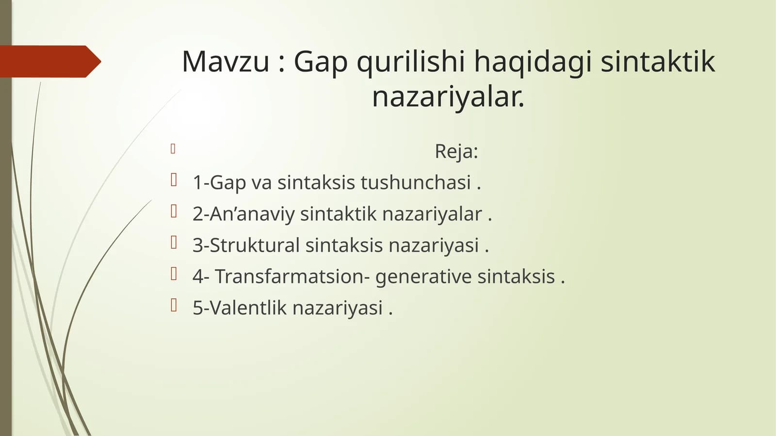 Gap qurilishi haqidagi sintaktik nazariyalar