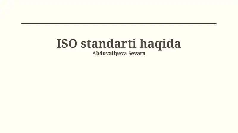 ISO standartlariga muvofiqlik va sertifikatlash