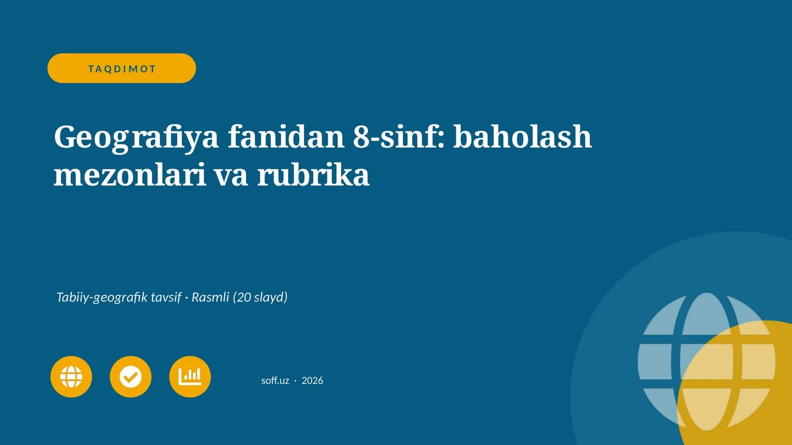 Geografiya fanidan 8-sinf: baholash mezonlari va rubrika