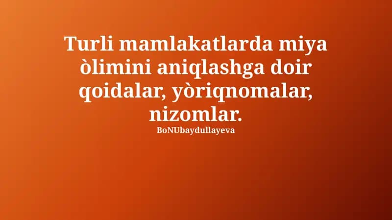 Qonunchilik va diagnostika mezonlari