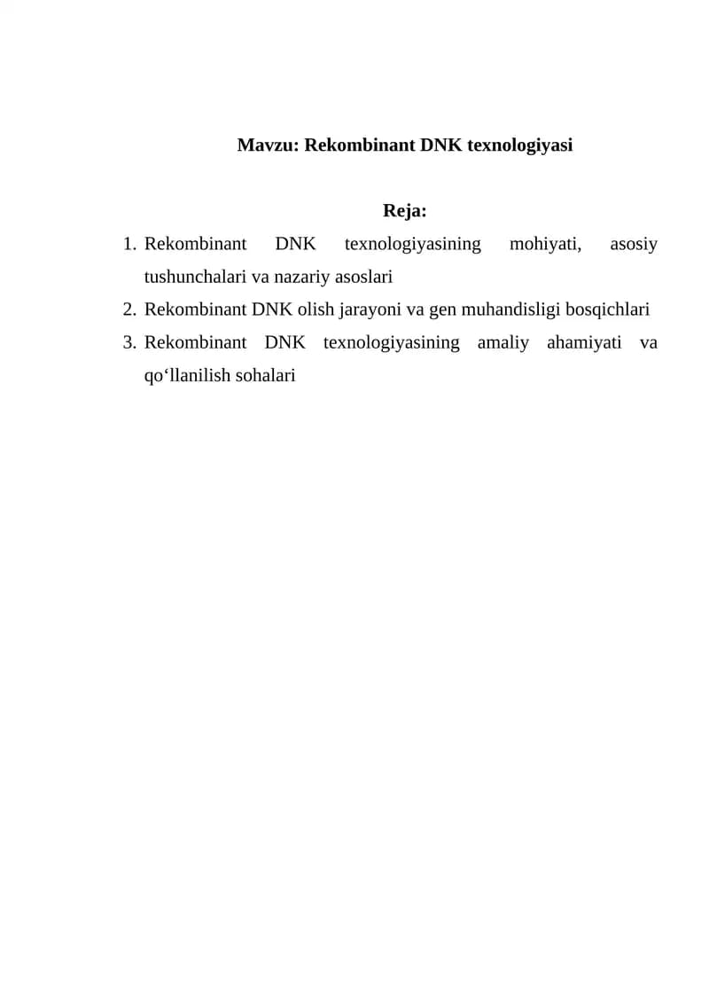 Rekombinant DNK texnologiyasi