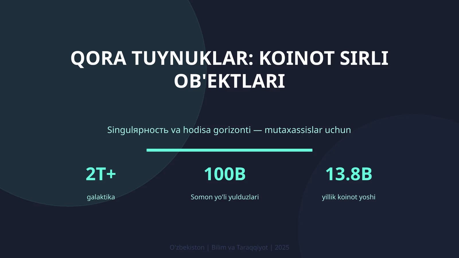 Qora tuynuklar: koinot sirli ob'ektlari