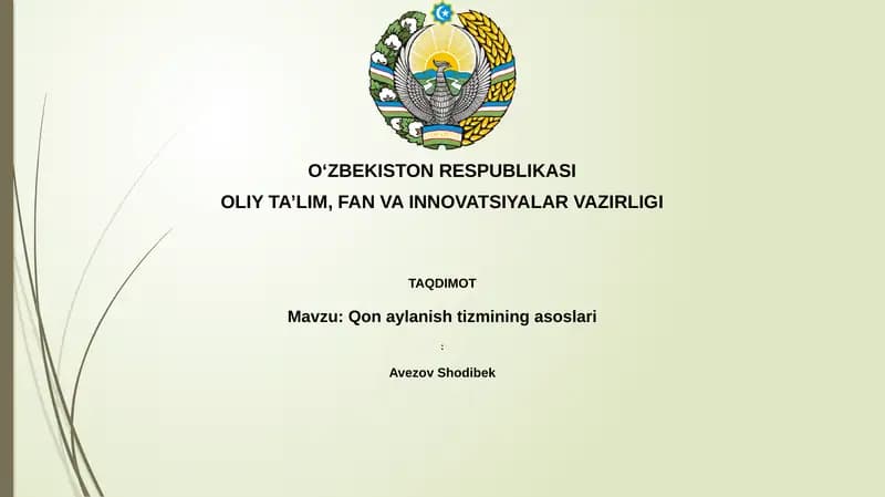 Qon aylanish tizimining asoslari