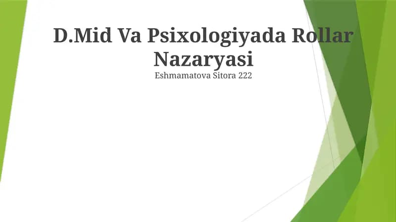D.Mid Va Psixologiyada Rollar Nazaryasi