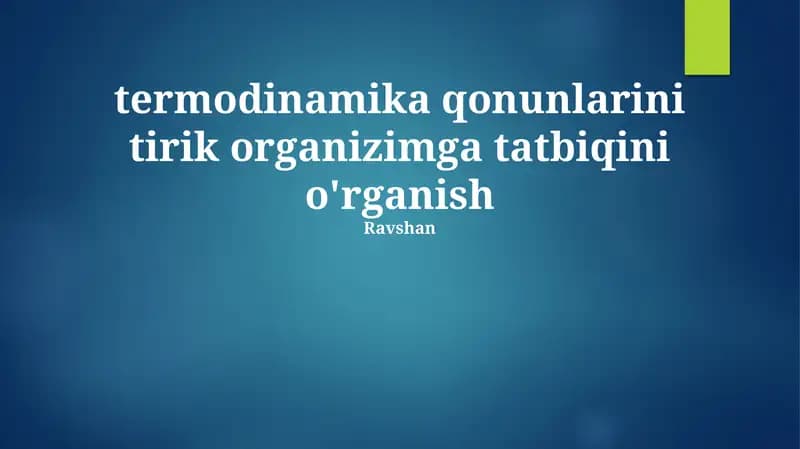 Energetika va Metabolizm
