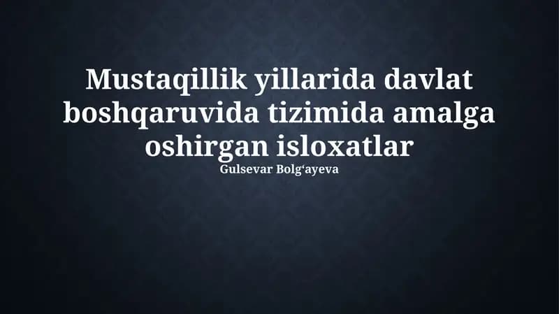Konstitutsiyaviy va Maʼmuriy Islohotlar