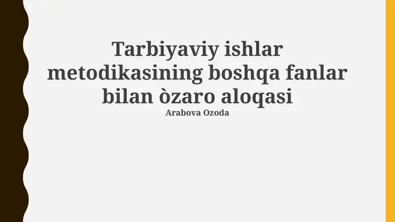 Ta'lim Metodikalarining Boshqa Fanlar bilan Integratsiyasi