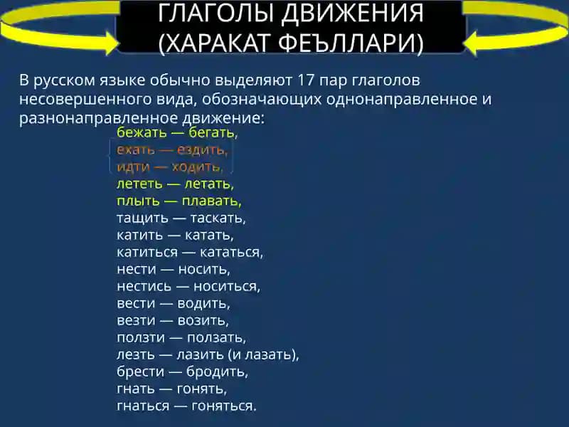 ГЛАГОЛЫ ДВИЖЕНИЯ