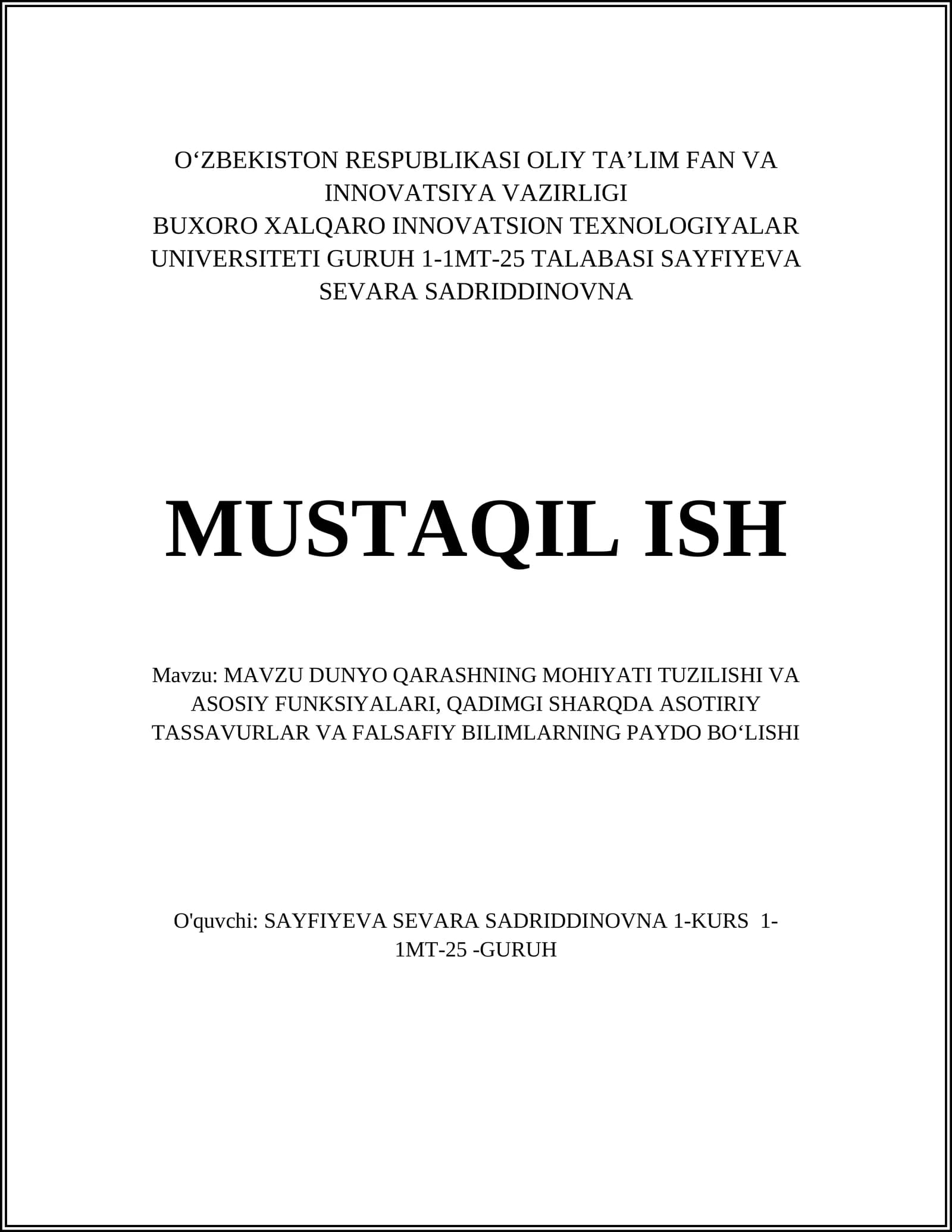 Dunyoqarashning Mohiyati va Tuzilishi
