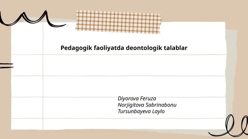 Pedagogik faoliyatda deontologik talablar
