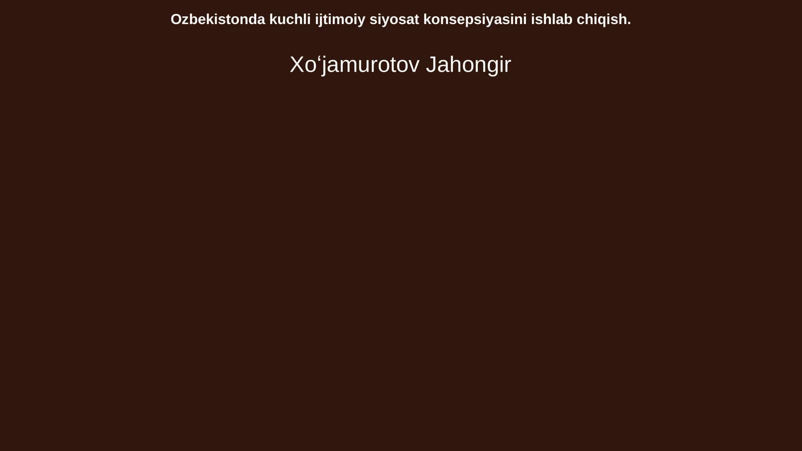 Ozbekistonda kuchli ijtimoiy siyosat konsepsiyasini ishlab chiqish