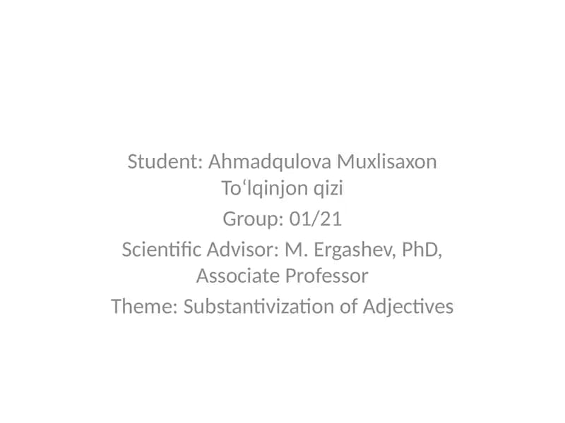 Substantivization of Adjectives