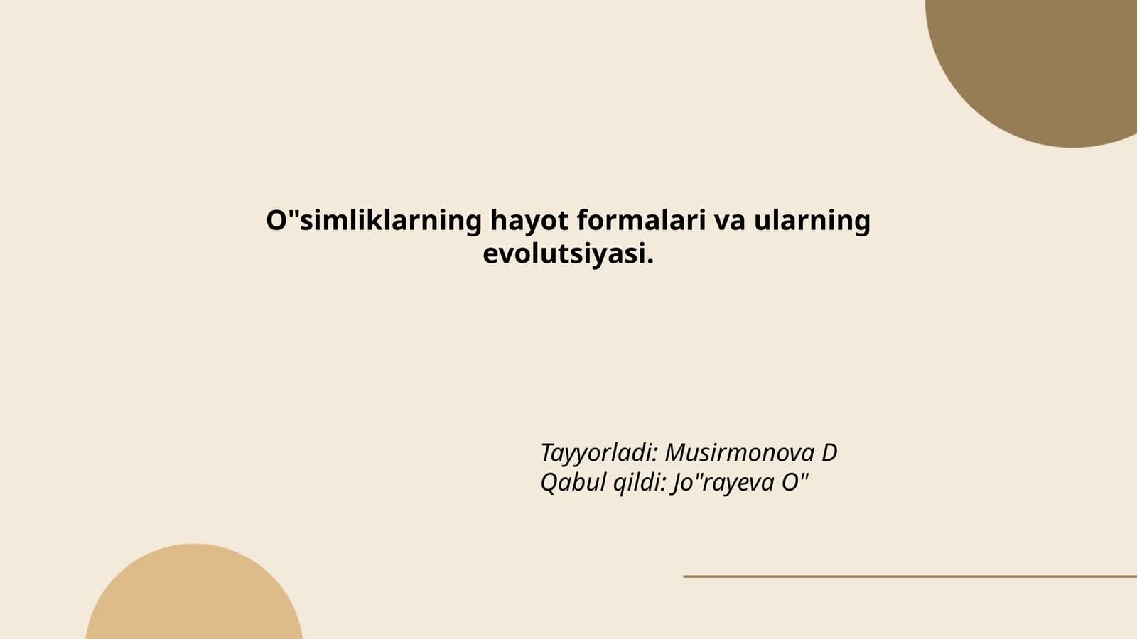 O'simliklarning hayot formalari va ularning evolutsiyasi