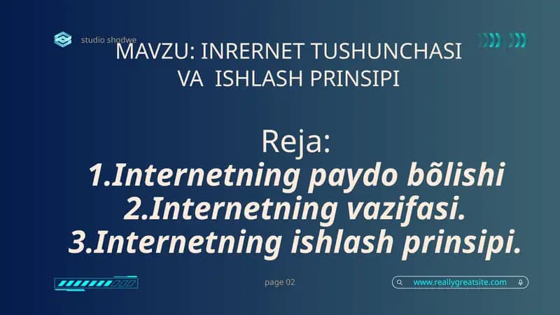 INTERNET TUSHUNCHASI VA ISHLASH PRINSIPI